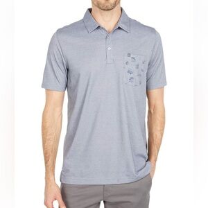 Travis Mathew Men’s Gray Polo Shirt Treasure Beach Design Pima Cotton XL